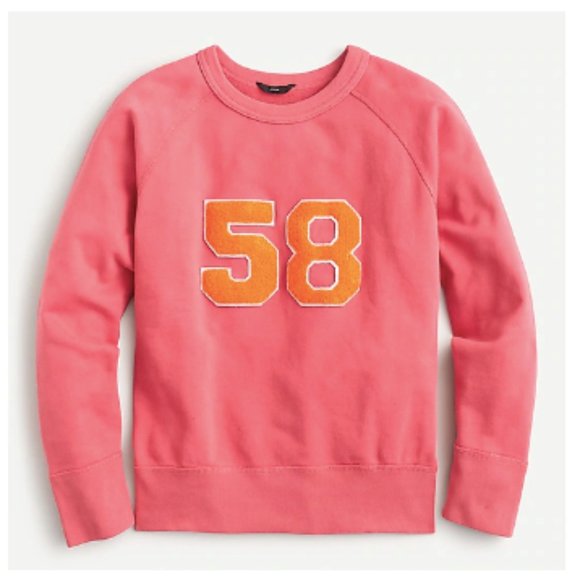 J. Crew Varsity Sweatshirt in Original Cotton Terry Bright Papaya Size L - Picture 1 of 7